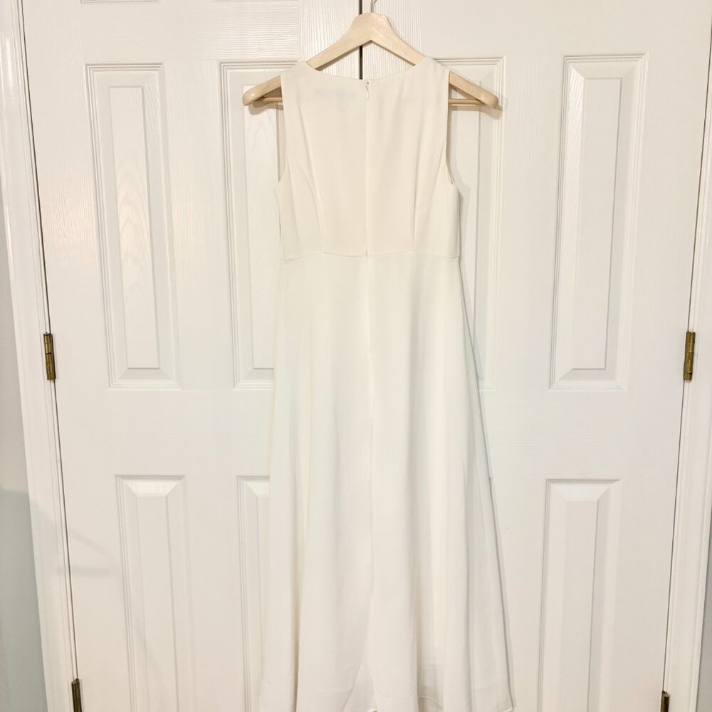 White House Black Market Flowy Wide Leg Overlay Ivory Jumpsuit 6P - Picture 7 of 12